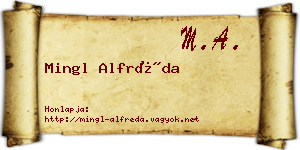 Mingl Alfréda névjegykártya